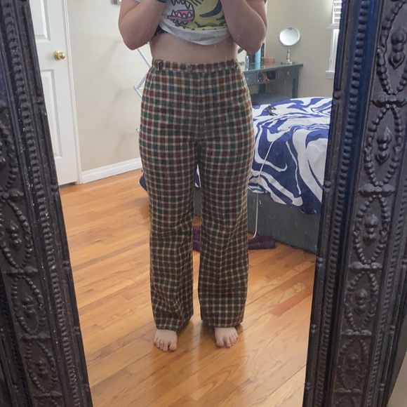 Vintage High-Waisted Plaid Flare Pants - Picture 5 of 5
